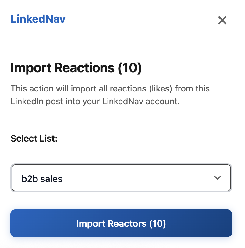 Import leads with LinkedNav Extension